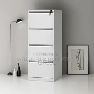 Office Cabinet; Four Drawers Steel Modern Grey Cabinet With Key Locks