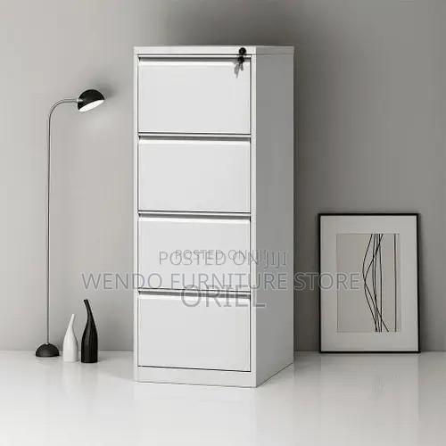 Office Cabinet; Four Drawers Steel Modern Grey Cabinet With Key Locks