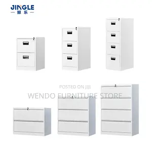 Office Cabinet; Four Drawers Steel Modern Grey Cabinet With Key Locks