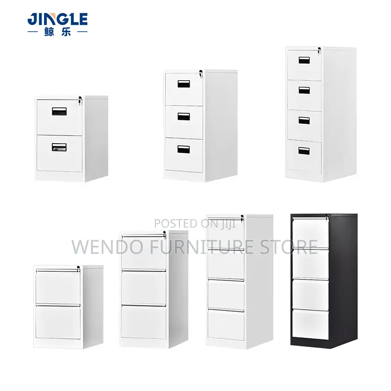 Office Cabinet; Four Drawers Steel Modern Grey Cabinet With Key Locks