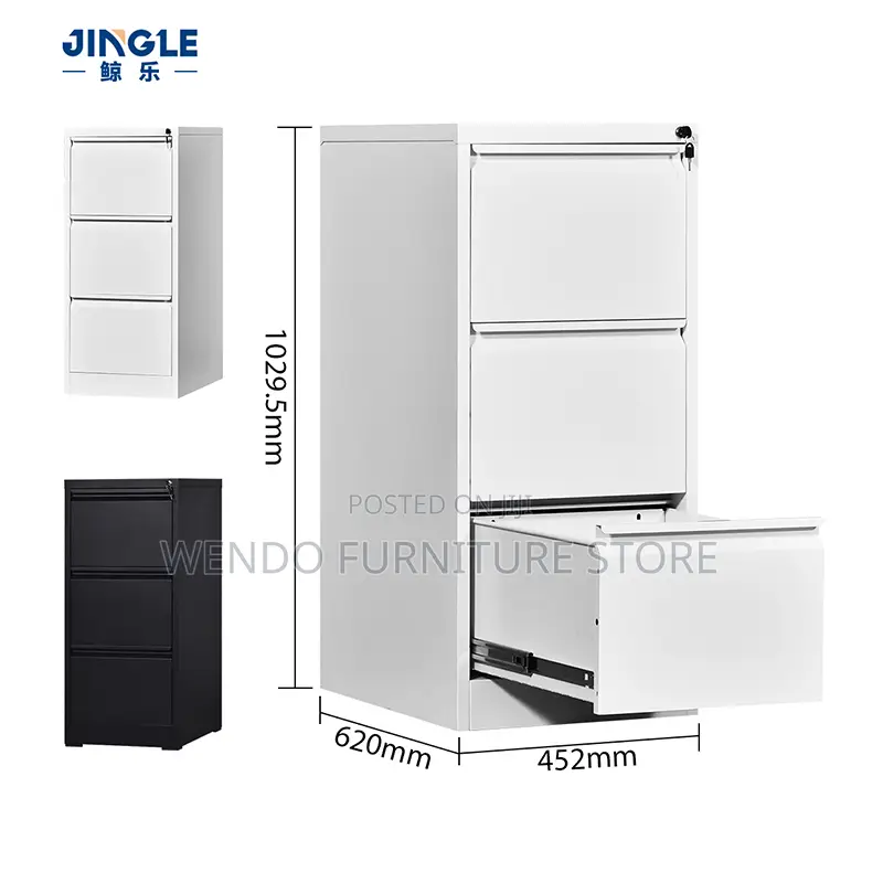 Office Cabinet; Four Drawers Steel Modern Grey Cabinet With Key Locks