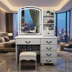 Dressers; Modern Elegant Vanity Table Set With Drawers