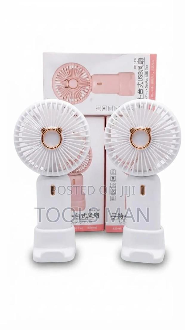 Rechargeable Handheld Mini Fan With Desktop Stand Phone Holder.