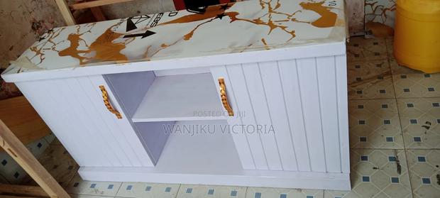 TV STAND 4ft by 2ft White With Marble Sheet Top - thumbnail 2