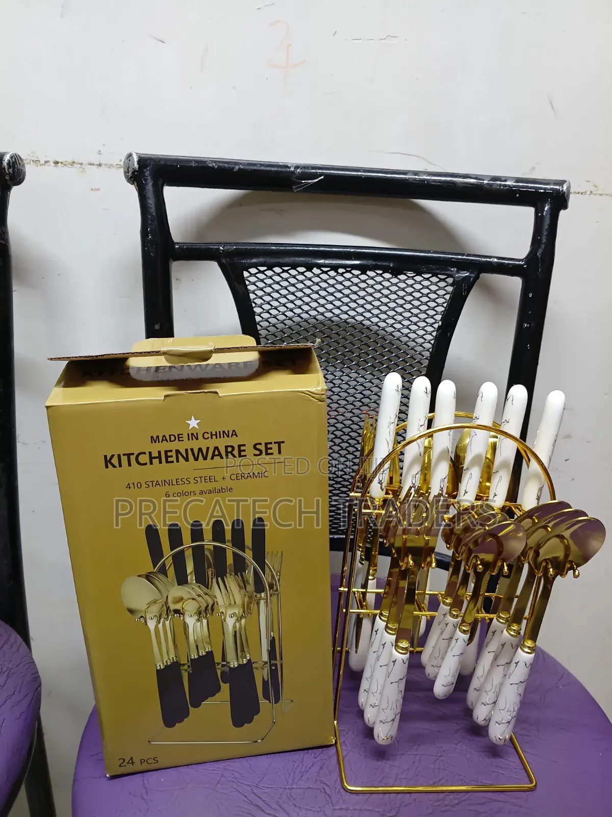 24PCS Spoon Fork Knife Set With Rack