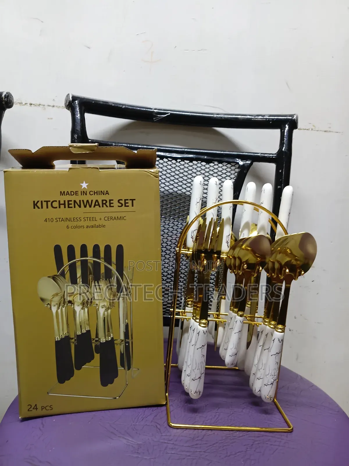 24PCS Spoon Fork Knife Set With Rack