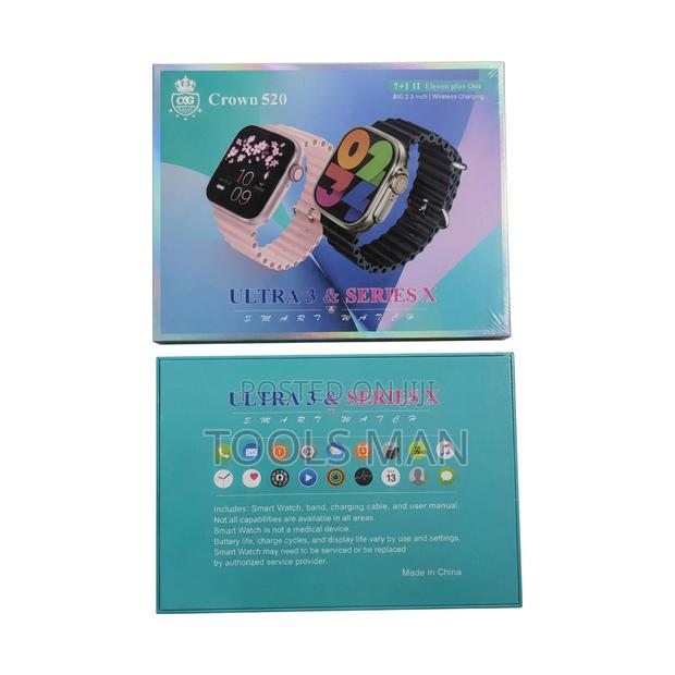 Crown 520 Ultra 3 Series X Smart Watch 2.3" Wireless Charging