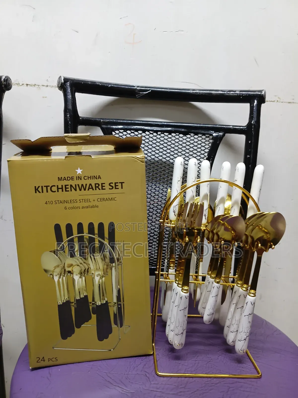Elegant Marble Handle Cutlery Set – 24 Pieces