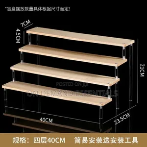 4-Tier Wooden Acrylic Perfume Display Stand