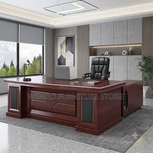 Office Desk; 1.8 Meter Executive Mahogany Desk With Red-Brown Top