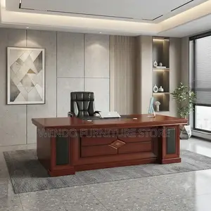 Office Desk; 1.8 Meter Executive Mahogany Desk With Red-Brown Top