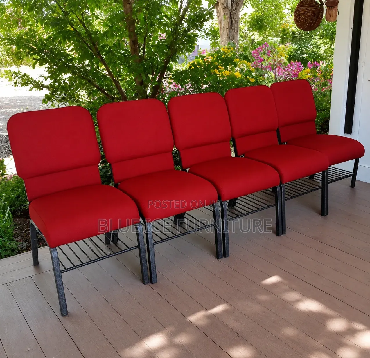 Red Padded Office Waiting Chair