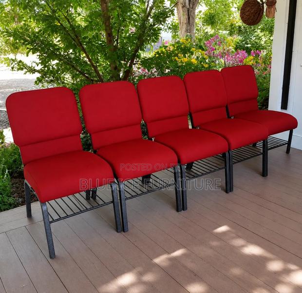 Red Padded Office Waiting Chair - main view