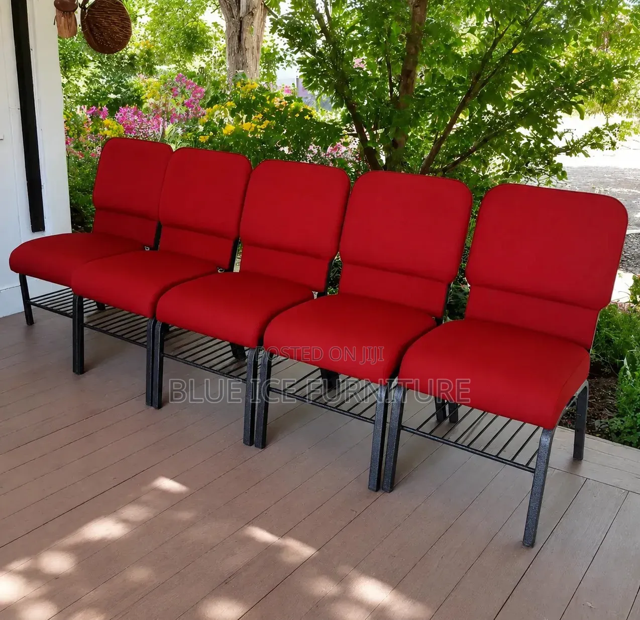 Red Padded Office Waiting Chair