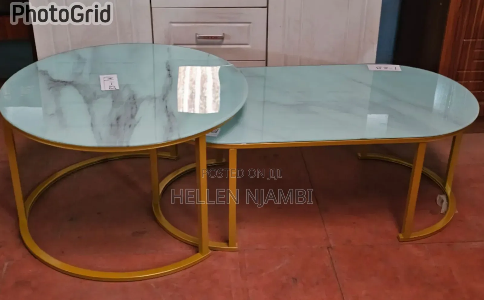 2 in 1 White Marble Coffee Table With Glass Effect