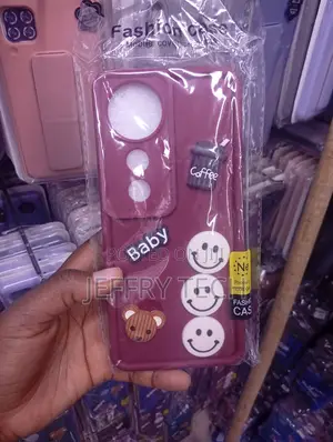 Burgundy 3D Cartoon Coffee and Smiley-Themed Silicone Phone Case