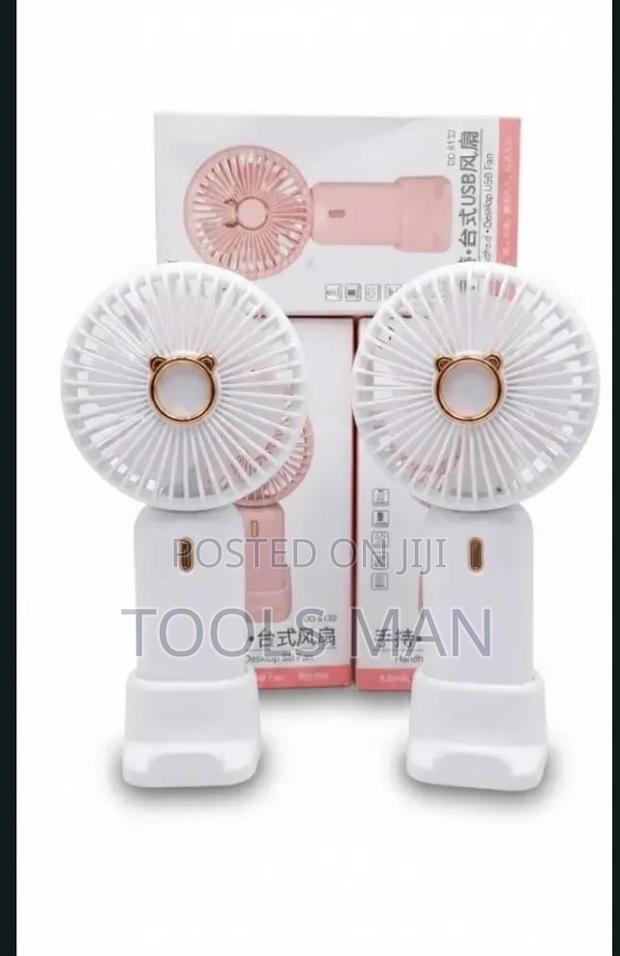Rechargeable Handheld Mini Fan With Desktop Stand Phone Holder. - thumbnail 2