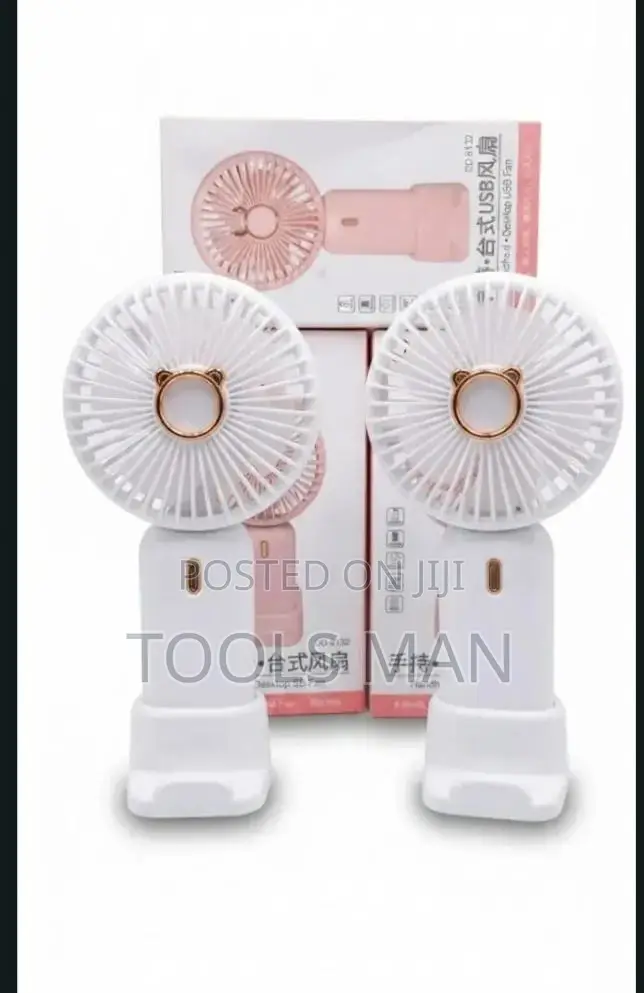Rechargeable Handheld Mini Fan With Desktop Stand Phone Holder.