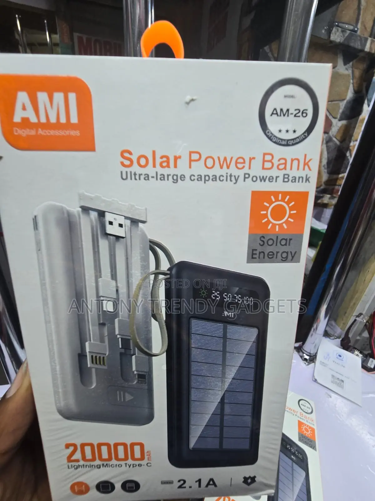 AMI AM-26 Solar Power Bank for Android iPhone