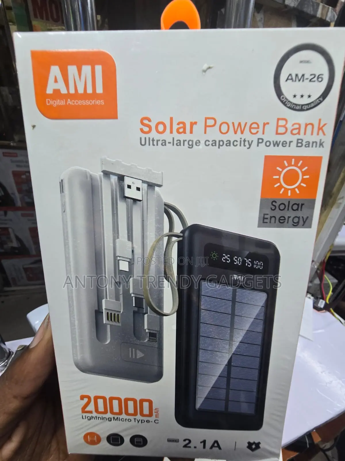 AMI AM-26 Solar Power Bank for Android iPhone