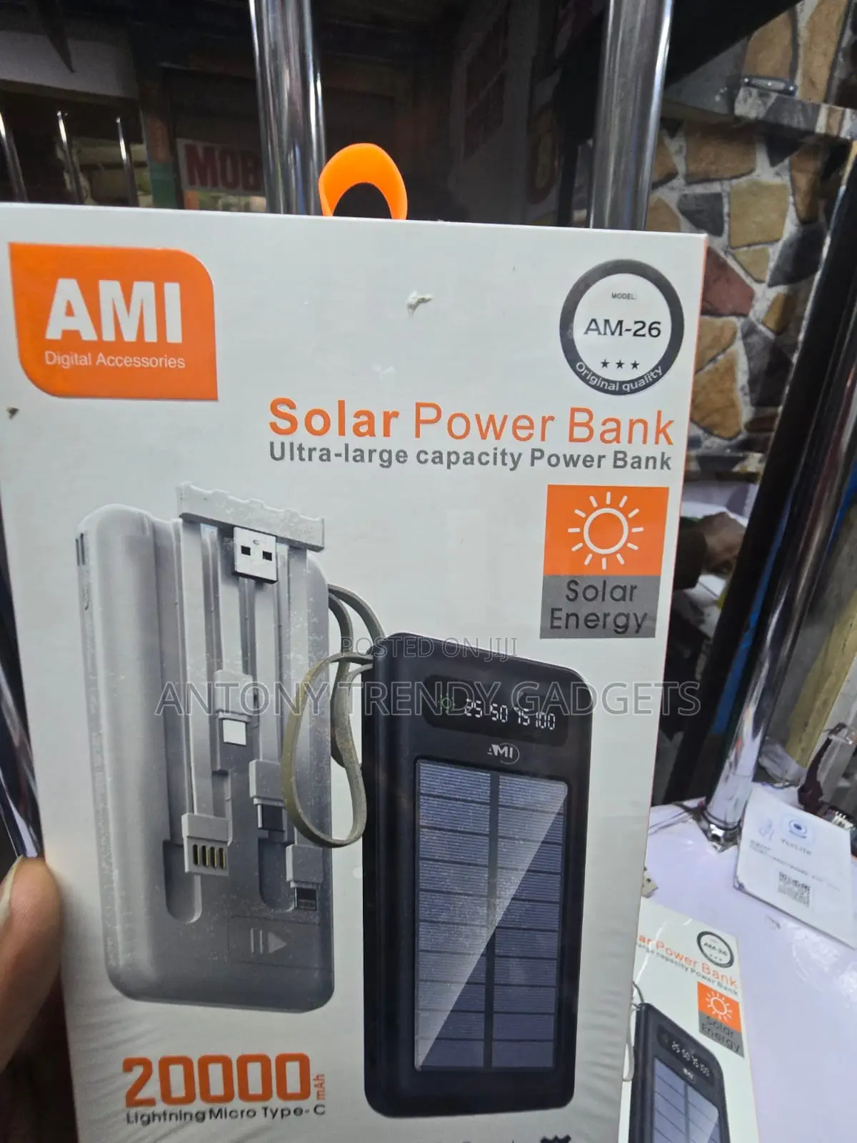 20000mAh AMI Power Bank With Solar Charging Dual USB