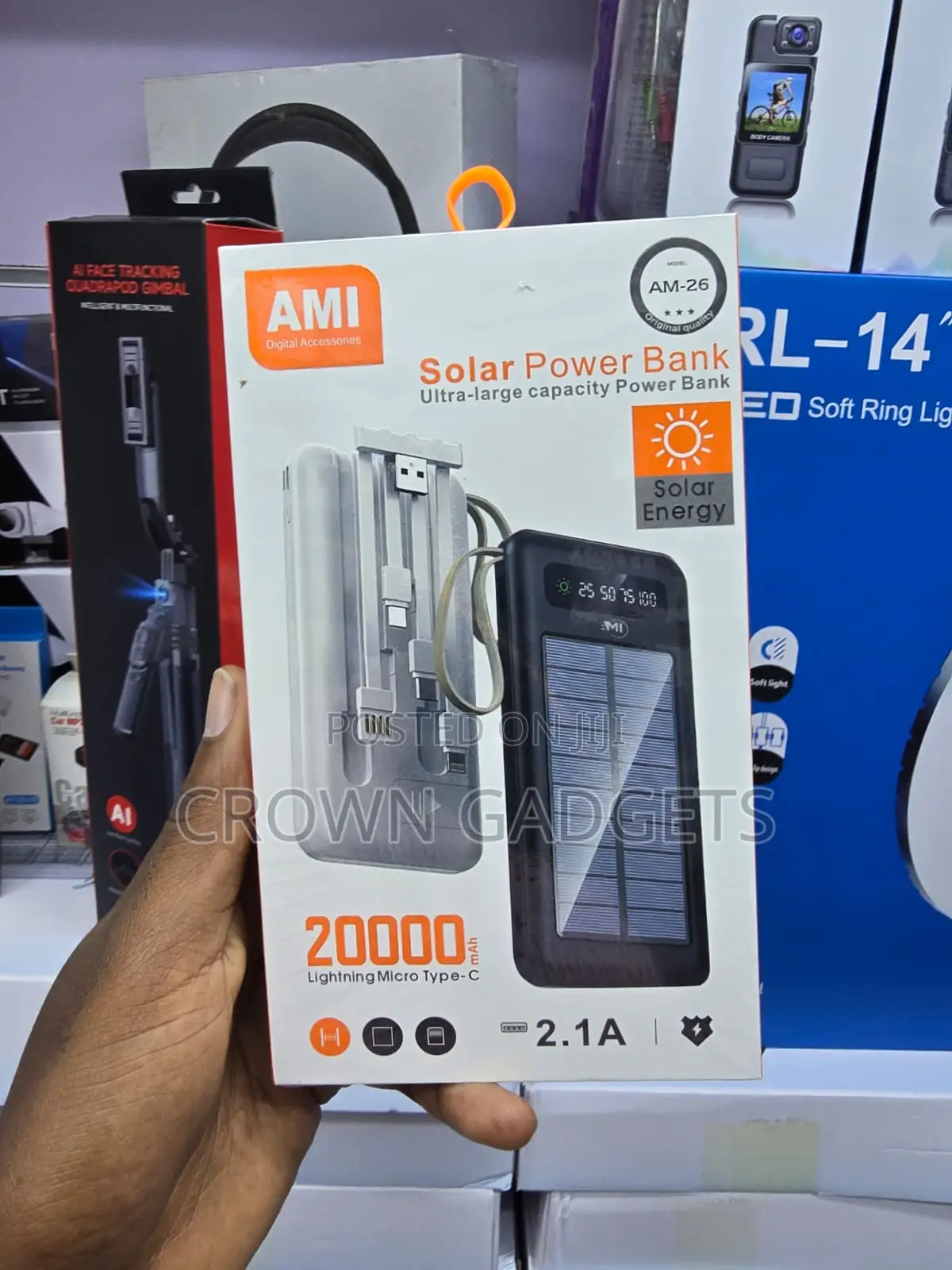 AMI AM-26 Portable Solar Charger 20000mAh Fast Charging