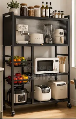 Multi-Tier Rolling Kitchen Organizer and Baker's Rack With Wheels