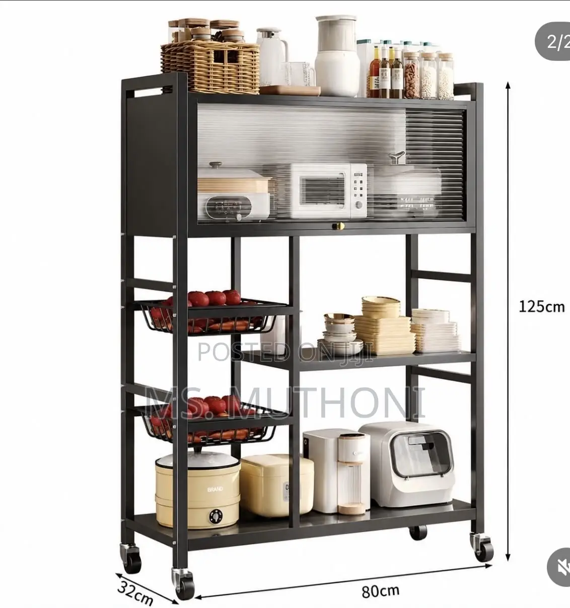 Multi-Tier Rolling Kitchen Organizer and Baker's Rack With Wheels