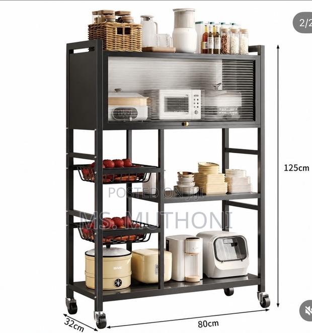 Multi-Tier Rolling Kitchen Organizer and Baker's Rack With Wheels - thumbnail 2