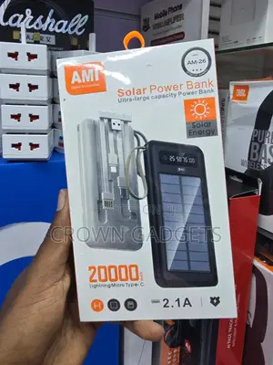 AMI 20000mAh Dual USB Solar Power Bank With LED Display