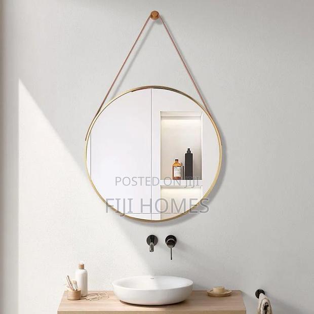 Nordic Wall Hanging Decorative Mirror With Leather Strap - thumbnail 3