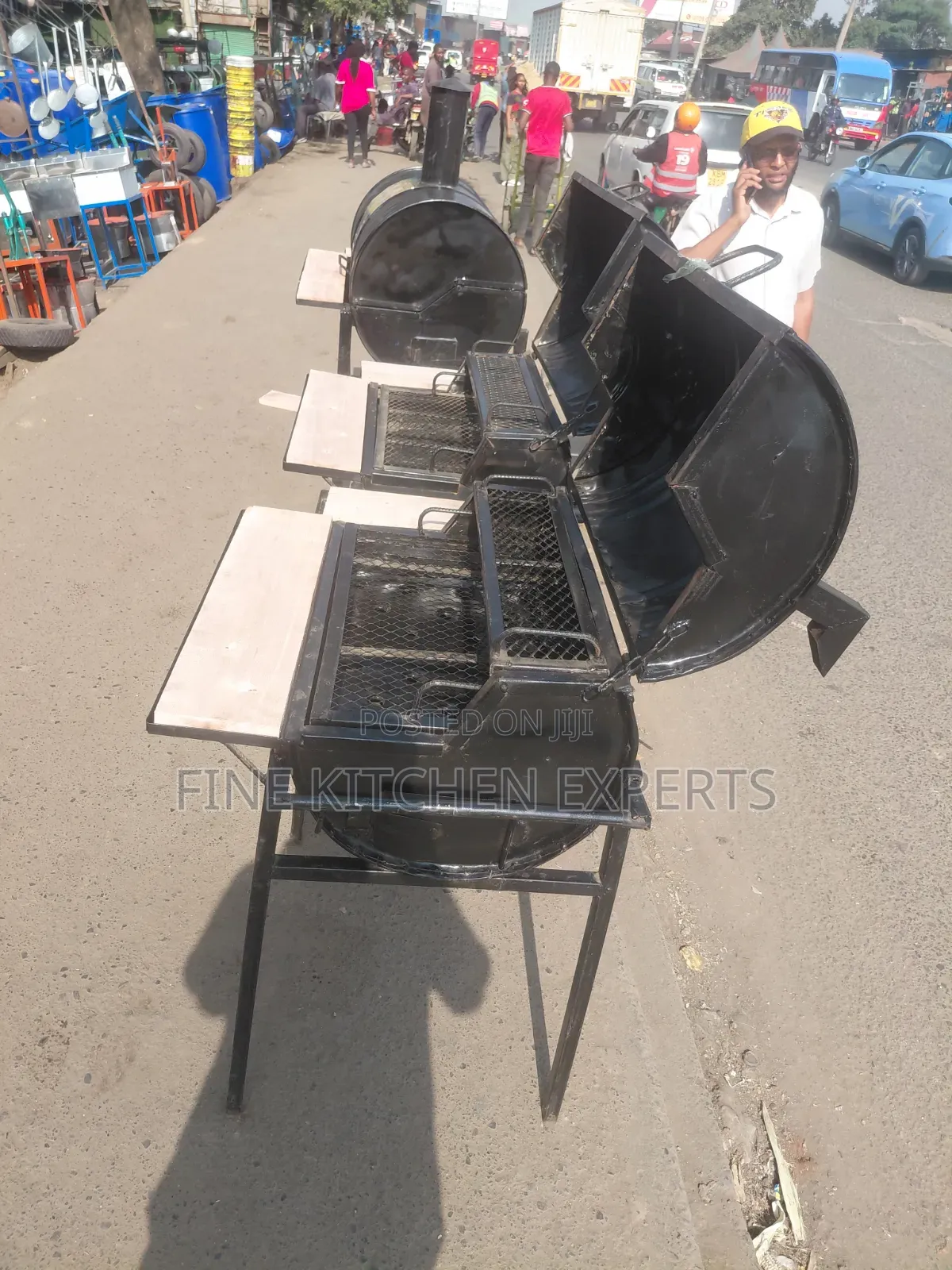 Barbeque Grill With Wooden Sides.
