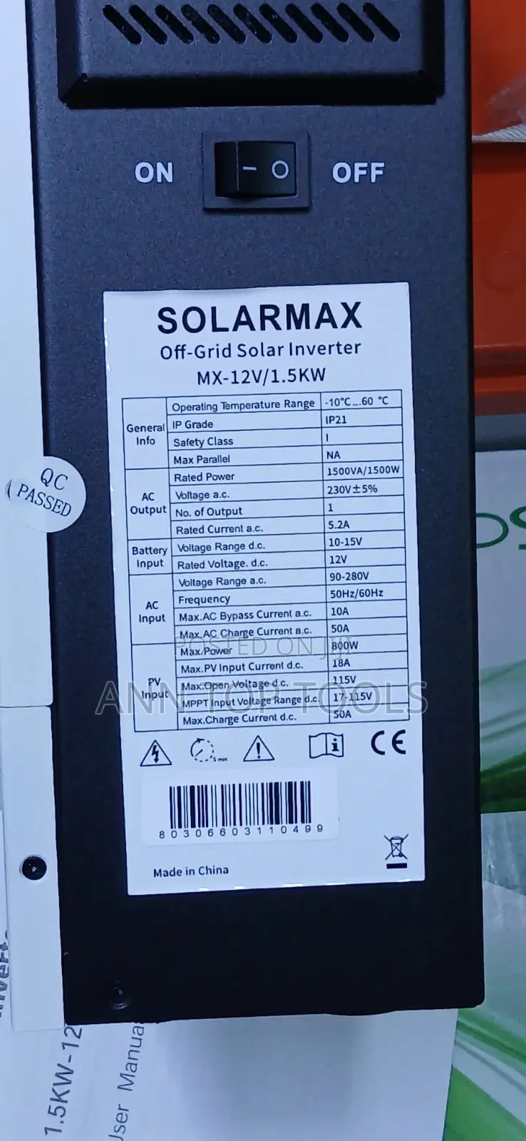 1.5kva 12 Volts Solarmax Inverter