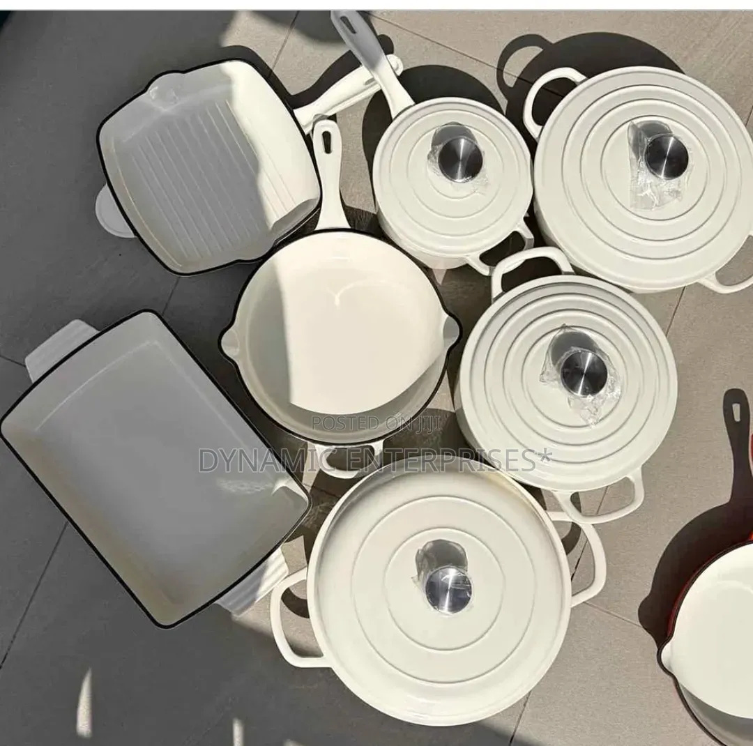 11pcs Cast Iron Cookware
high Quality Enamel 
Colour White