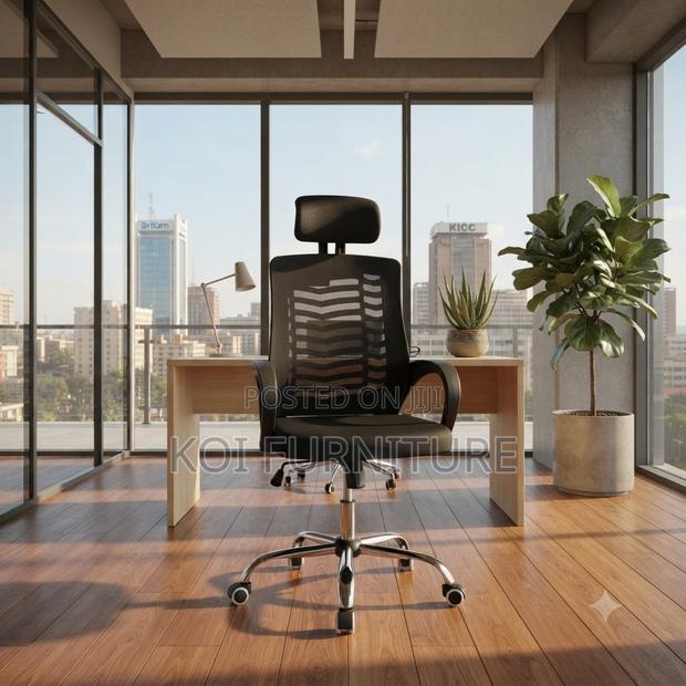 Office Chairs; High Back Headrest Mesh Office Chair - thumbnail 2