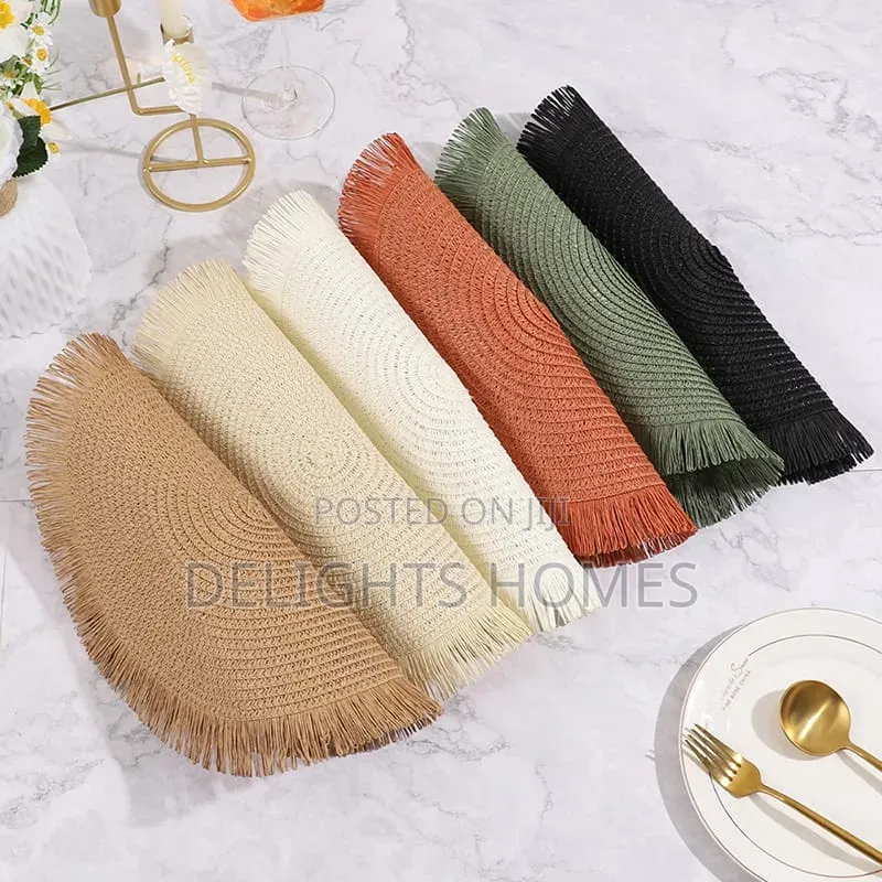 6pcs Round Elegant Braided Table Mats-Av