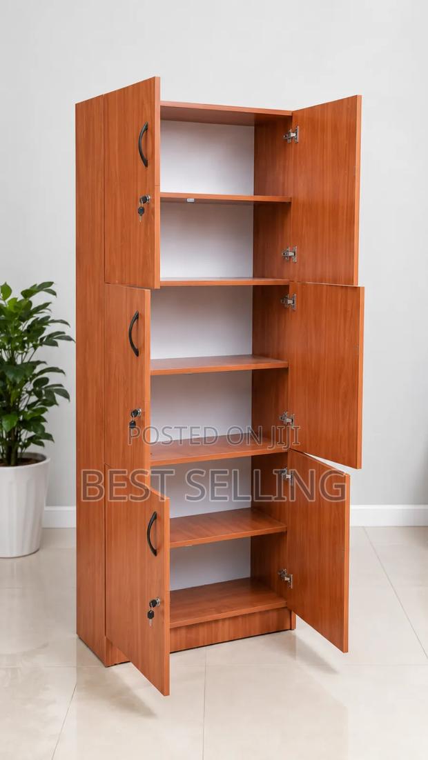 Classic Modern 3 Door Office Cabinet Wooden - thumbnail 2