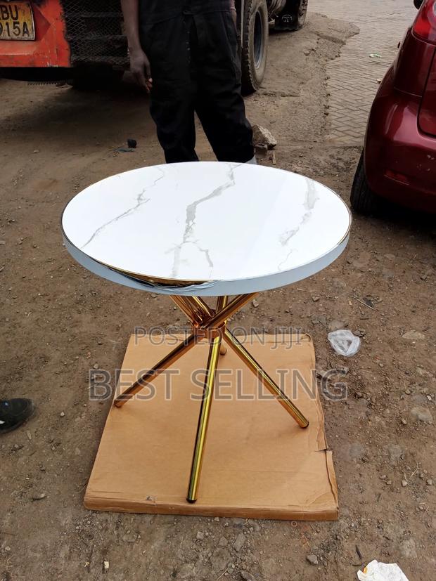 Modern Round Table With Marble Effect - thumbnail 2