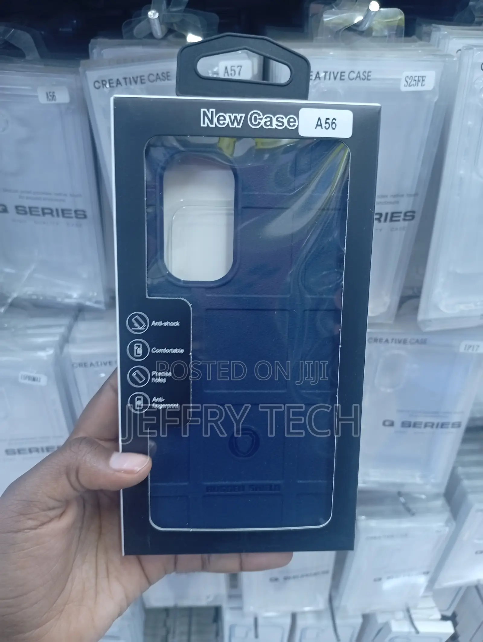 S A56 Navy Blue Rugged Shield Heavy-Duty Phone Case