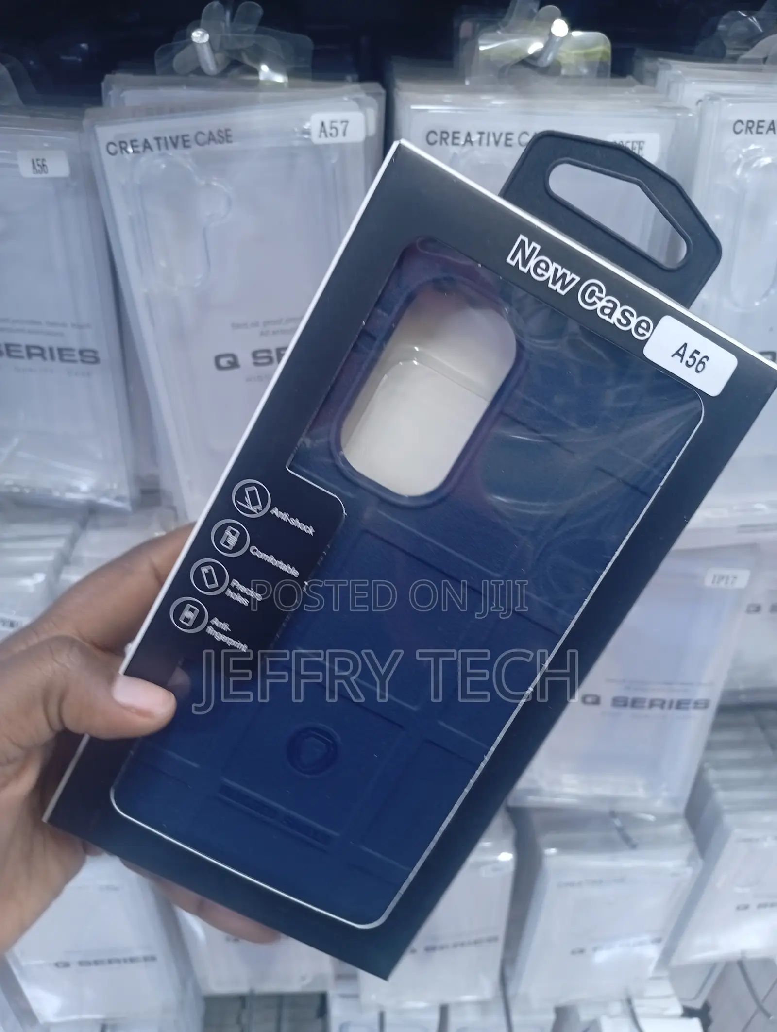 S A56 Navy Blue Rugged Shield Heavy-Duty Phone Case