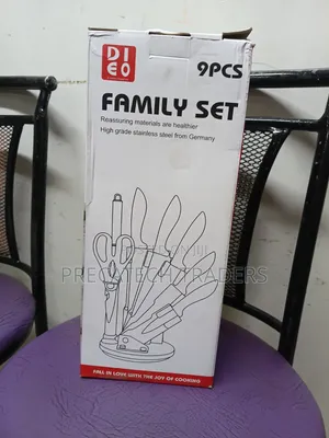 Marble Handle 9PCS Kitchen Knife Set With Rotating Stand