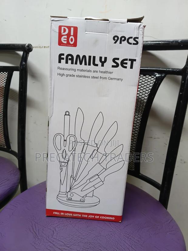Marble Handle 9PCS Kitchen Knife Set With Rotating Stand