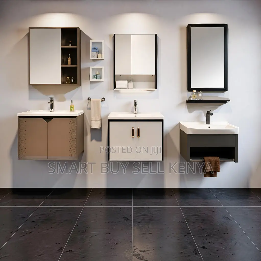 Modern Wall Mounted Bathroom Vanity Cabinet With Mirror Storage Unit