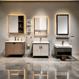 Premium Wall Mounted Bathroom Vanity Sink Cabinet With Mirror Set