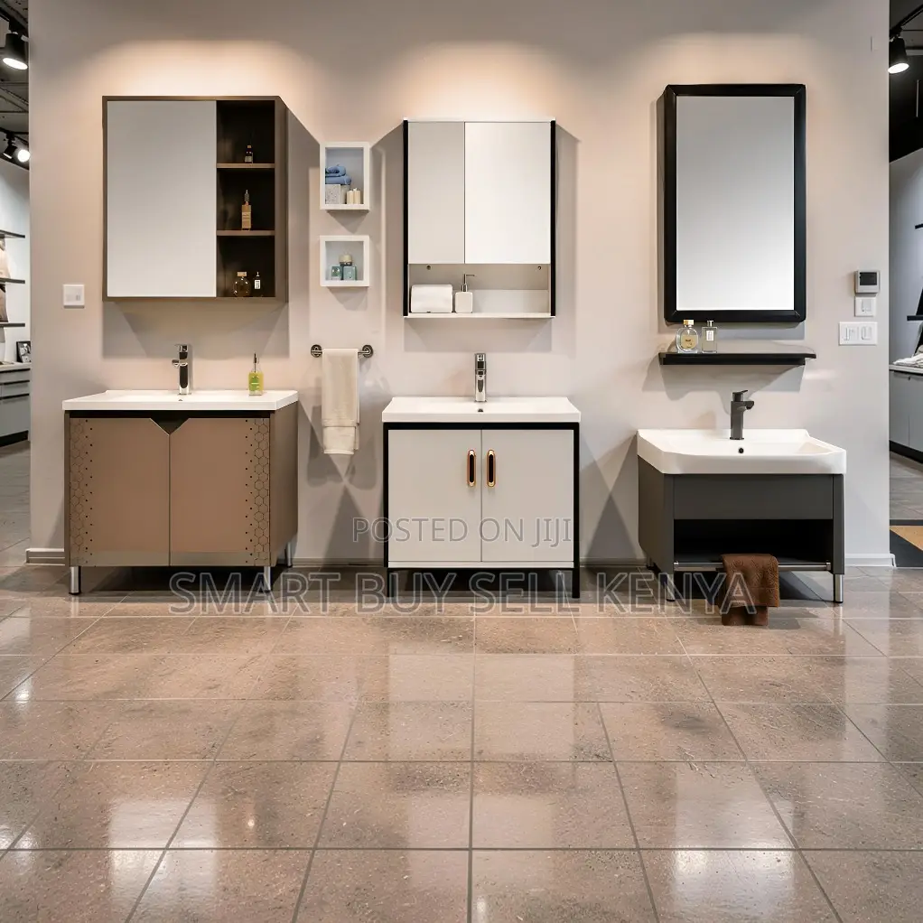 Premium Wall Mounted Bathroom Vanity Sink Cabinet With Mirror Set