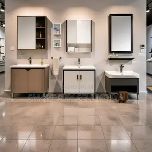 Premium Wall Mounted Bathroom Vanity Sink Cabinet With Mirror Set