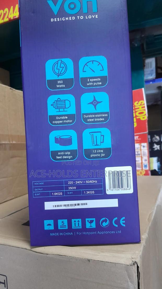 Von 2 in 1 Blender/ Grinder 500Watts - 1.2 Litres (2 Speed) - thumbnail 2