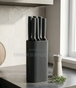 6-Piece Non-Stick Knife Set With Modern Knives Block Holder