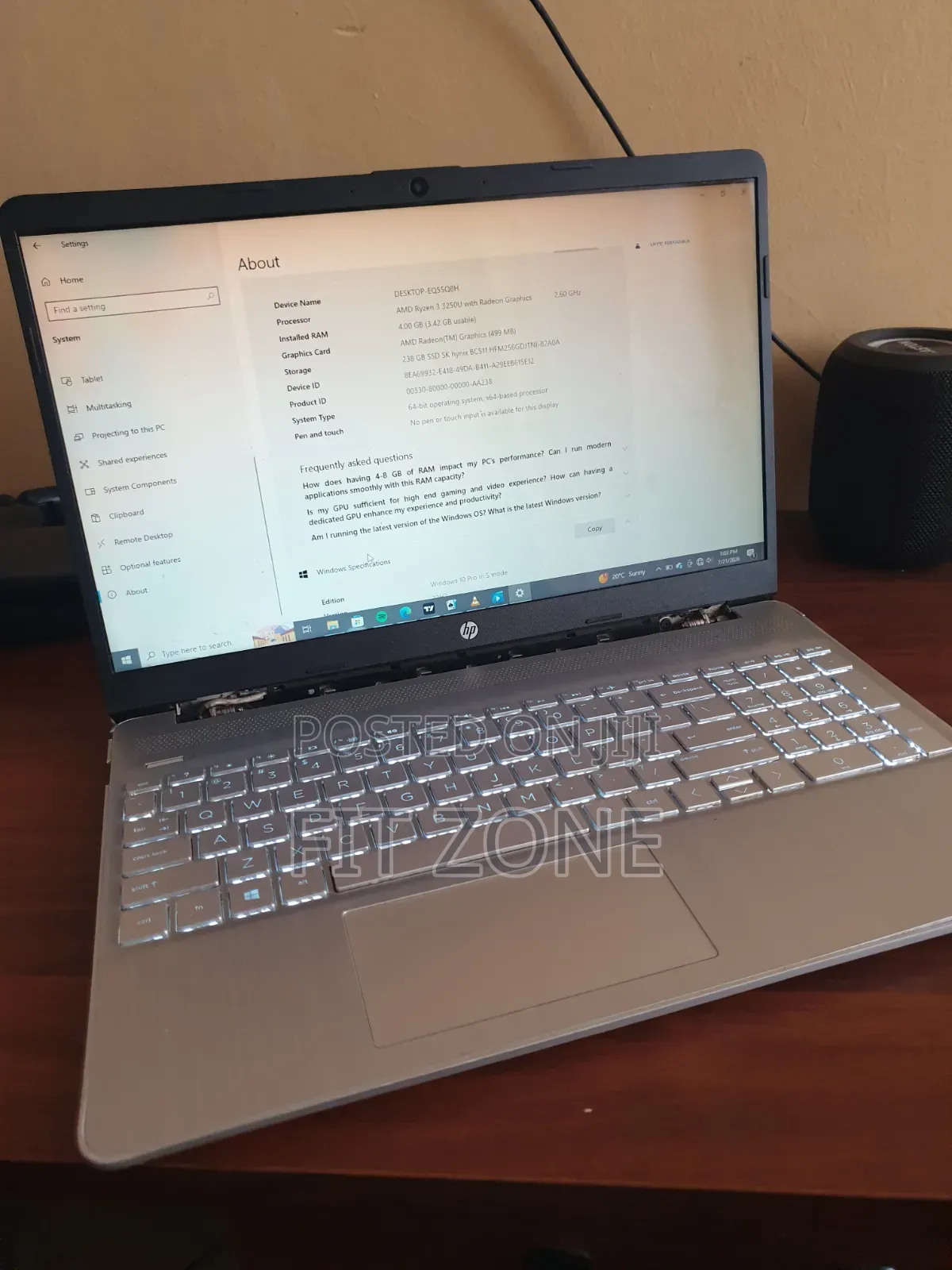 Laptop HP 15S 8GB AMD Ryzen 3 SSD 256GB