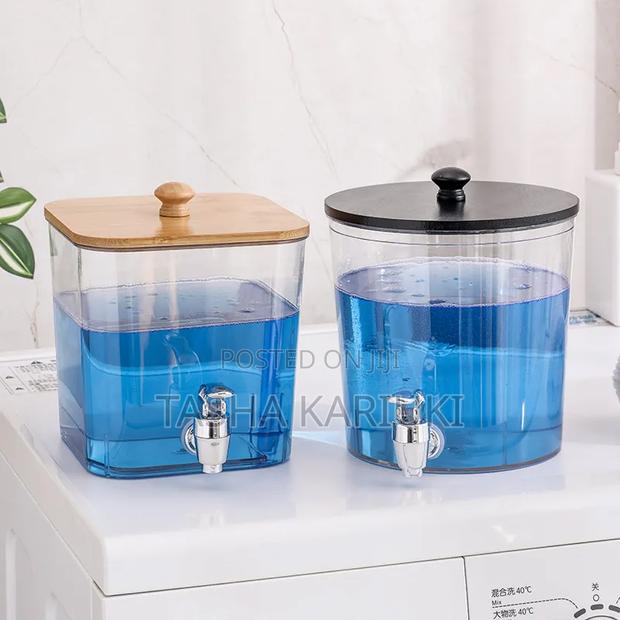 *Acrylic Laundry Detergent Dispenser With Bamboo Lid - main view